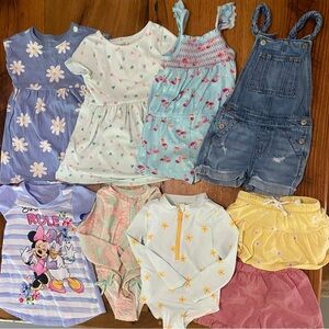 Little Girls’ Bundle of NINE Adorable Clothing Pieces, Size 2T